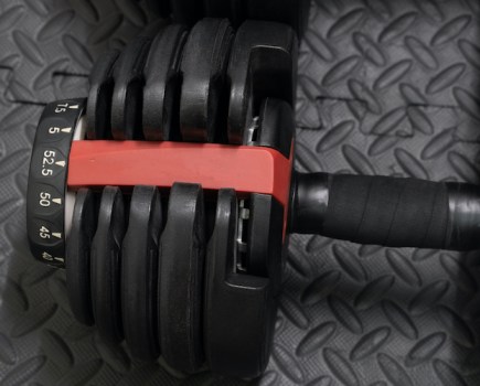 Close-up of an adjustable dumbbell