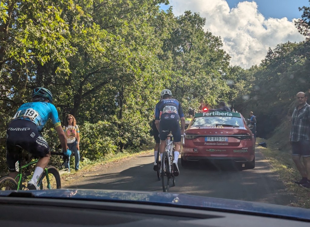 In the middle of the Vuelta bike race