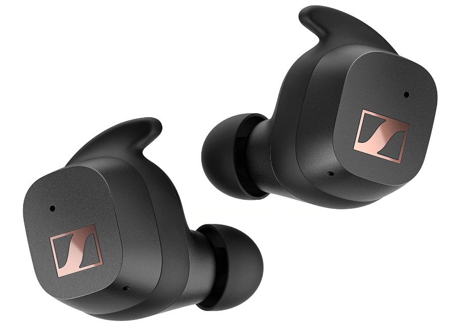 Product shot of Sennheiser earbuds